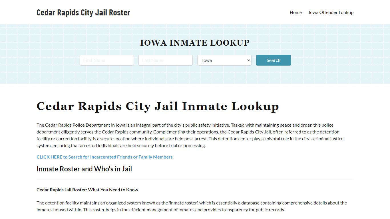 Cedar Rapids Police Department & City Jail, IA Inmate Roster, Arrests ...